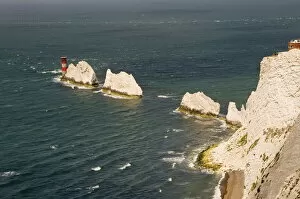 The Needles and lighthouse, Isle of Wight, Hampshire, England, United Kingdom, Europe