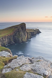 Neist Point lighthouse on the north-west coast of the Isle of Skye, Inner Hebrides, Scotland, United Kingdom, Europe