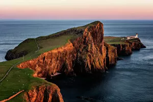 Moody Sky Gallery: Neist Point at sunset, Isle of Skye, Inner Hebrides, Scotland, United Kingdom, Europe