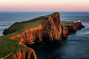 Moody Sky Gallery: Neist Point at sunset, Isle of Skye, Inner Hebrides, Scotland, United Kingdom, Europe