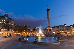 Trafalgar Square Prints: Nelsons Column and Trafalgar Square, London, England, United Kingdom, Europe