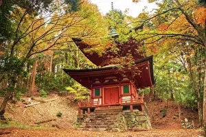 Shinto Prints: Nemoto Nyoho Shinto Pagoda on sacred Mount Hiei (Hiei San)
