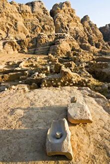 Neolithic grindstone, Al Beidha Neolithic Village, Jordan, Middle East