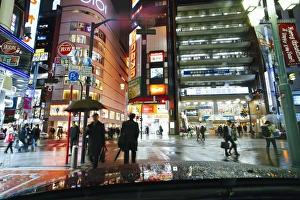 Tokyo Prints: Neon lights on a rainy evening, Shinjuku, Tokyo, Honshu, Japan, Asia