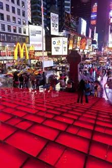 Times Square Prints: Neon lights on a rainy night, Times Square, Manhattan, New York City, New York