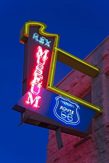 Images Dated 15th February 2007: Neon sign for Rex Historical Museum, Historic Route 66, Gallup, New Mexico