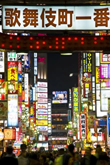 Rush Hour Prints: Neon signs, Kabukicho, Shinjuku, Tokyo, Japan, Asia