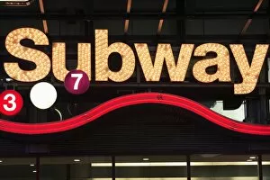 Images Dated 15th June 2010: Neon Subway sign, Times Square, Manhattan, New York City, United States of America
