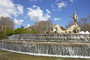 Paseo Del Prado Prints: Neptune Fountain, Canovas del Castillo Square, Paseo del Prado, Madrid, Spain, Europe
