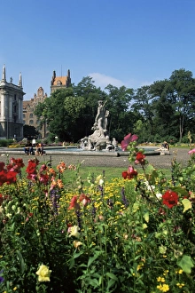 Munchen Prints: Neptune statue in the Alter Botanical Garden