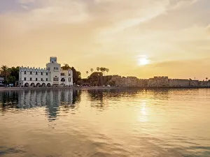 Kos Island Prints: Nerantzia Castle and Palazzo del Governo at sunset