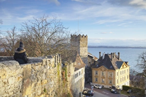 Prison Prints: Neuchatel Chateau walls and Prison Tower, Neuchatel, Switzerland, Europe