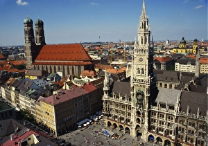 Frauenkirche Prints: Neues Rathaus and the Frauenkirche, Munich, Bavaria, Germany
