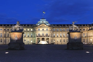 Stuttgart Prints: Neues Schloss castle at Schlossplatz Square, Stuttgart, Baden Wurttemberg, Germany, Europe