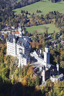 Romanesque Prints: Neuschwanstein Castle, Fussen, Allgau, Allgau Alps, Bavaria, Germany, Europe