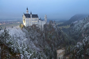 Neuschwanstein Castle in winter, Fussen, Bavaria, Germany, Europe