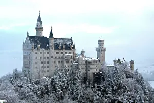 Bavaria Prints: Neuschwanstein Castle in winter, Schwangau, Allgau, Bavaria, Germany, Europe