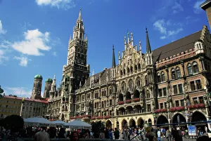 Squares Prints: New City Hall, Marienplatz, Munich, Bavaria, Germany, Europe