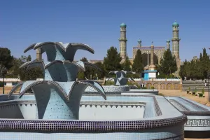 Masjid E Jam Prints: New fountain in front of the Friday Mosque or Masjet-eJam