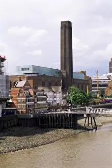 Tate Modern Prints: The new Globe Theatre with the Tate Gallery of Modern Art (Tate Modern) in background