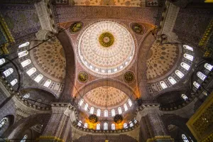 Traditionally Turkish Prints: New Mosque (Yeni Mosque) interior, Istanbul, Turkey, Europe