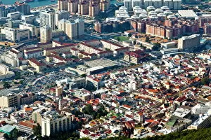 Images Dated 15th October 2010: New and old Gibraltar Town from on top of the Rock, Gibraltar, Europe