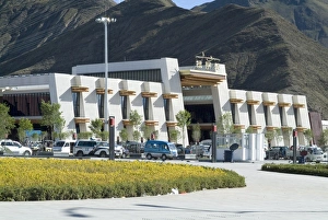 Tibet Prints: New Railway station, Beijing to Lhasa, Lhasa, Tibet, China, Asia