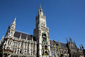 Old Towns Prints: New Town Hall, Marienplatz (Plaza) (Square), Old Town, Munich, Bavaria, Germany, Europe