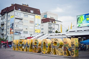 Graffiti Prints: Newborn monument, Pristina, Kosovo, Europe
