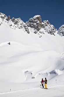 Newly groomed piste, St. Anton am Arlberg, Tirol, Austrian Alps, Austria, Europe