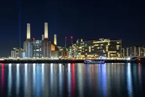 Nighttime Prints: The newly renovated Battersea Power Station and apartments, night shot