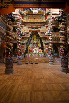 Sichuan Prints: Newly renovated temple interior, Jingang Si, Kangding, Sichuan, China, Asia