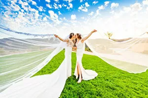 Celebration Gallery: Newlyweds first look post wedding ceremony, Corona, California, United States of America