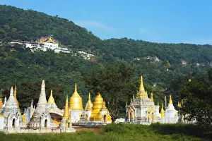 Nget Pyaw Taw Pagoda below entrance to Shwe Oo Min Natural Cave Pagoda, Pindaya, Myanmar (Burma), Asia