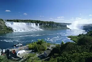 Niagara Falls on the Niagara River that connects Lakes