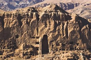 Empty niche in the cliff where one of the famous carved Buddhas once stood