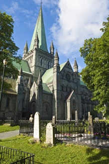 Cemetery Prints: Nidaros Cathedral, Trondheim, Norway, Scandinavia, Europe