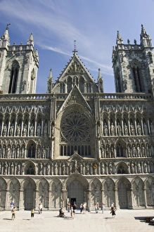 Trondheim Prints: Nidarosdomen Og Cathedral, main front, Trondheim, Norway, Scandinavia, Europe