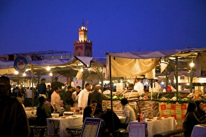 Night Market Prints: The Night Market, Jemaa El Fna Square, Marrakech, Morocco, North Africa, Africa