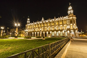 Traditionally Cuban Prints: Night photography of the Gran Teatro de la Habana, Havana, Cuba, West Indies, Central