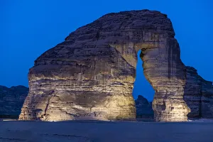 Al Ula Prints: Night shot of the Elephant Rock, Al Ula, Kingdom of Saudi Arabia, Middle East