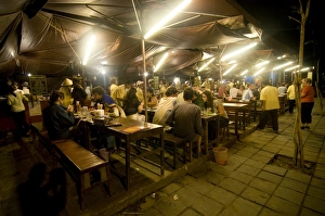 Hoi An Prints: Night shot of food stalls, Hoi An, Vietnam, Indochina, Southeast Asia, Asia