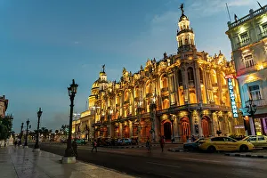 Theatres Prints: Night shot of the Theatre of Havana, Havana, Cuba, West Indies, Central America