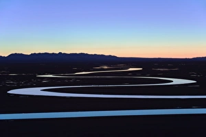 Night Sky Prints: The night sky reflecting in a winding river, Bayanbulak, Xinjiang Province, China, Asia
