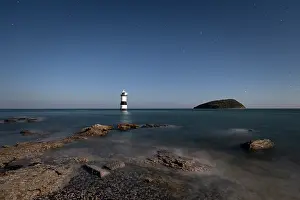 Nautical Prints: The night sky over Trwyn Du lighthouse