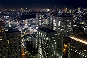 Images Dated 19th May 2009: Night skyline view of Tokyos endless urban sprawl and development near South Shinjuku