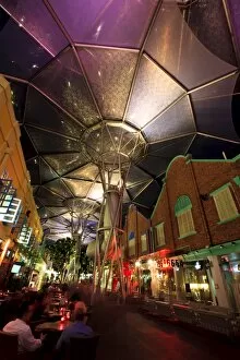 Images Dated 2nd August 2010: Night time at Clarke Quay with the ceilings colourfully illuminated, Singapore
