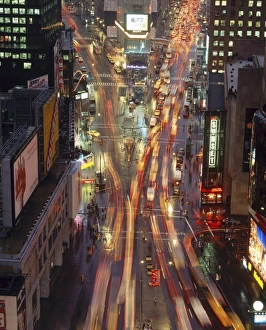 Times Square Prints: Night time view of lights in Times Square in New York