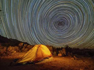 Star Prints: Night view of a pitched tent in the Alabama Hills National Scenic Area