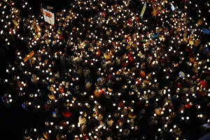 Images Dated 12th September 2008: Night vigil, Pope Benedict XVIs visit to Lourdes, Hautes Pyrenees, France, Europe